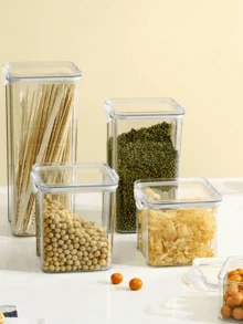 1 Pc Acrylic Grain Container Storage Can, Sealed Food Storage Container, Suitable For Kitchen And Pantry Organization, Grain Storage Container Set - Clear - View 5