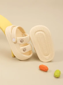 1 par de sandalias de suela blanda para bebé/niño pequeño, con diseño de carita sonriente, unisex, aptas para el agua, ideales para el verano