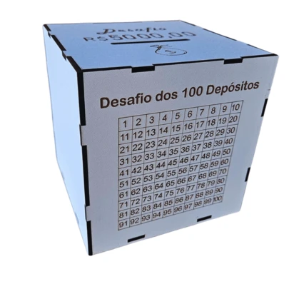 Cofre Desafios dos 100 Depósitos 1mil 5 Mil 10 Mil Escolha Sua MetaCaixa Dinheiro de Madeira Japonês