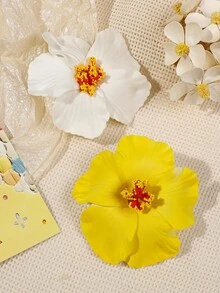 2pcs/Set Bohemian Style Hibiscus Flower Decorative Hair Clips & Hair Accessories, Sweet Beach Resort Style Claw Clips Hair Claws Hair Barrettes, School Stuff, Hairpin - Multicolor - View 1