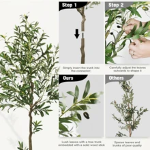 6/7/8ft Artificial Olive Tree Large  Faux Silk Olive Trees For Home Office Living Room Decor, Indoor Fake Potted Tree With Natural Wood Trunk And Lifelike Fruits - 6ft - 查看 4