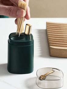 1pc Easy-Press Automatic Toothpick Dispenser - Sleek, Durable Plastic Holder, High-Grade Press-Type Portable Toothpick Bottle, For Kitchen And Dining Room Decor - Multicolor - View 11