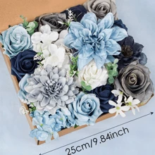 Vintage Dusty Blue Artificial Flowers Bouquets Box Set For DIY Bridal Wedding Decorations, Perfect For Weddings, Engagements, Home Decor & Special Occasions Like Valentine's, Mother's Day & Birthdays, Fake Floral Arrangements For Party Table Centerpieces Home Decor Indoor Outdoor And Youngsters Shower Decorations, Festive Flower Arrangement, Summer Gifts Beach Back To School School Supplies Room Decor