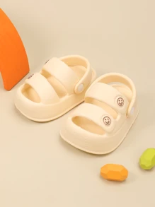 1 par de sandalias de suela blanda para bebé/niño pequeño, con diseño de carita sonriente, unisex, aptas para el agua, ideales para el verano