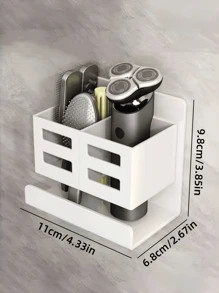 1pc Wall Mounted Bathroom Storage Organizer Box For Toothbrush, Razor And Beauty Tools - No Drilling Required, Durable Plastic, Multi-Layer Design, Space-Saving Sink Or Shower Storage Solution, Bathroom Accessory, Shower Caddy