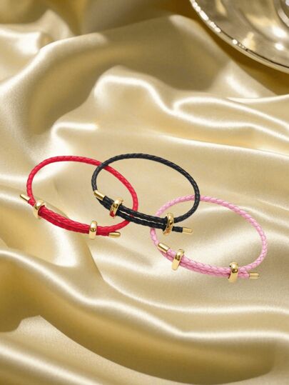 1 pieza Brazalete ajustable de un bucle de PU con hebilla metálica de estilo universitario de un solo color, pulsera básica DIY, regalo para amigos, adecuado tanto para hombres como para mujeres, regalo de hermanas, regalo de mujer, regalo del día de la madre, ideal para uso diario