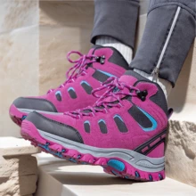 Women's Outdoor Sports Shoes, Fashionable Ladies Hiking Shoes, Durable, Comfortable, Non-Slip, Breathable High-Quality Outdoor Women's Sports Shoes, Round Toe Lace-Up, Lightweight, Wear-Resistant, Anti-Collision, Hiking Travel Shoes For Women - Rose Red (S9962) - View 5