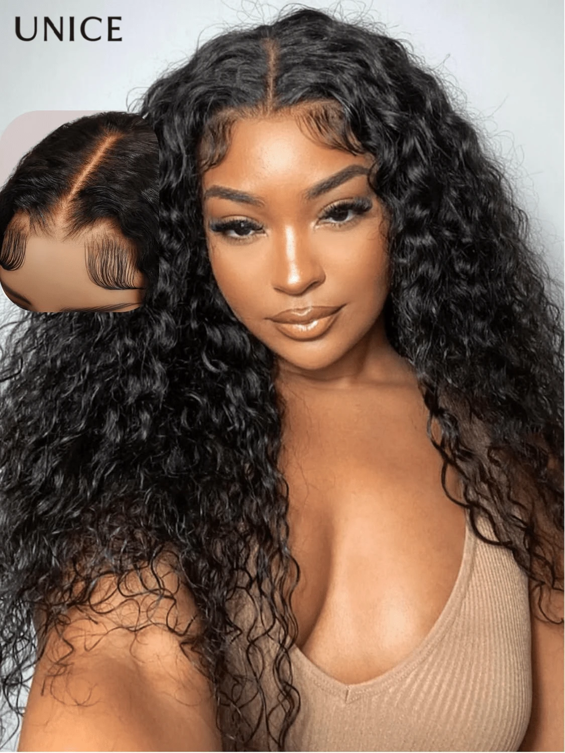 UNice 7x5 Bye-Bye Knots™ Wig Quick Glueless Water Wave Invisible Knots With Baby Hair Pre Cut Human Hair Wet And Wavy Put On And Go Human Hair Wig Pre Plucked 180% Density Pre Plucked Pre Cut Wear And Go Glueless Water Wave Drawstring Wig With Baby Hair - SNatural - Xem 1