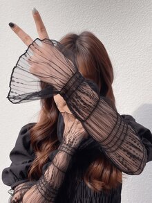 1 Pair Ultra Light Lace Trim Breathable Arm Sleeve Covers, Loose Fit & Versatile For Spring/Summer, Sun Protection - Multicolor - View 7