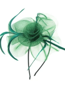 1Pc Fascinators Hats Hair Fascinator Mesh Flower & Feather Ribbon Wrapped Alice Band Wedding Races - Multicolor - View 6