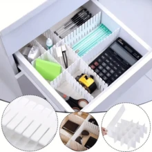 4 piezas Divisores ajustables de plástico para organizador de escritorio y cajón, material de PP, sistema de almacenamiento sin alimentación eléctrica para oficina, dormitorio y hogar - Multicolor - Ver 2
