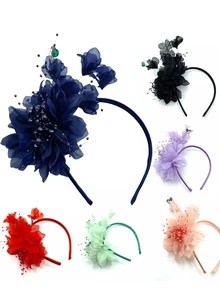 1Pc Fascinators Hats For Women Tea Party Hat Ladies Beaded Aliceband Fascinator Weddings Races Royal Ascot Headband - Style a - View 11