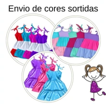 Kit With 3 Stylish Summer Dresses For Girls SHIPPING IN ASSORTED COLORS - Multicolor - View 2