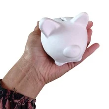 10 Alcancias de cerdito puerquito mini de yeso sin pintar elaboradas a mano - Blanco - Ver 5
