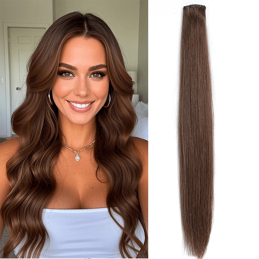 Genius Weft Human Hair Extensions Salon Quality Seamless Sew In Hair Extensions One Piece 50G Straight Hand Tied Invisible Genius Weft Easy To Style Real Human Hair