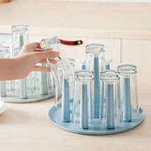 1 Pc 4/9/12 Detachable Pillars Upside-Down Cup Rack With Tray For Countertop, Household Desktop Mug Cup Drying Rack, Drinking Glass Drainer Stand, Glass Storage Holder Bottle Organizer For House Bar Club Party