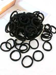 100pcs/10pcs Women's All-Match Black, High-Elastic Nondamaging Hair Ties, Stylish & Versatile, Elegant & Chic, Simple & Minimalist Design Hair Bands, Suitable For Daily Wear, Casual, Party, Commute, Vacation, Face Washing, Makeup, Hairstyling Back To School