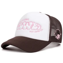1pc Women's Fashionable Cartoon Letters Embroidery Hip Hop Cap, Fashionable Outdoor Adjustable Sun Protection Lovers Baseball Cap Snapback Hat For Spring, Summer, Autumn And Winter