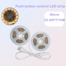 1 Bobina Striscia Luminosa LED 2835 Luce Bianca Calda con Interruttore a Pulsante - Alimentata USB, Bassa Tensione Sicura, Illuminazione Durevole per Fai-da-Te, Camere da Letto, Mobili, Cassettiere e altre Decorazioni