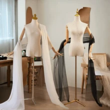 1 件女士白色/黑色婚礼披肩，优雅风格婚礼披肩面纱围巾，适合婚礼仪式、派对、拍照、新娘配饰、节日装饰，高端韩式颈巾，白色长款柔软网眼围巾，婚纱拖肩面纱女士秋装 - 多色 - 查看 12