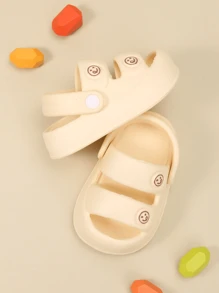 1 par de sandalias de suela blanda para bebé/niño pequeño, con diseño de carita sonriente, unisex, aptas para el agua, ideales para el verano
