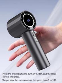AOYI Portable Fan Handheld, Mini Turbo Fans, Summer Personal Cooling Fan, 1-100 Speed Adjustable, 1800mAh Rechargeable Battery, Strong Wind, Digital Display, For Work, Study, Home, Office, Travel, Beach, Vacation