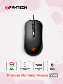 FANTECH فأرة ألعاب سلكية من FANTECH، ذات أزرار ماكرو RGB قابلة للبرمجة 6 بدقة 7200 بكسل في البوصة تصميم مريح لمسك الأظافر، لبداية الألعاب على أنظمة ويندوز، كبل 6 أقدام، حساس بصري دقيق للألعاب، باللون الأسود/الوردي/الأبيض