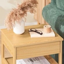 SoBuy FRG258 Side Table Bedside Table With 2 Drawers And 2 Shelves, W X H X D Approx.: 45 X 55 X 38 Cm - Natural Oak - View 2