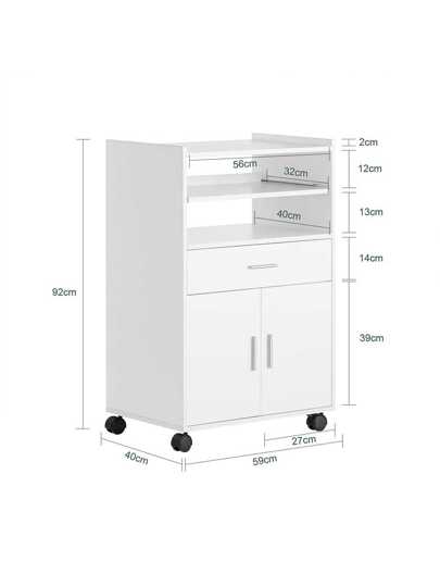 SoBuy FSB09 SCH, Mobile Kitchen Cabinet Microwave Oven Storage Trolley Dining Room On Wheels, Zwart view 4