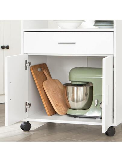 SoBuy FSB09 SCH, Mobile Kitchen Cabinet Microwave Oven Storage Trolley Dining Room On Wheels, Zwart view 10