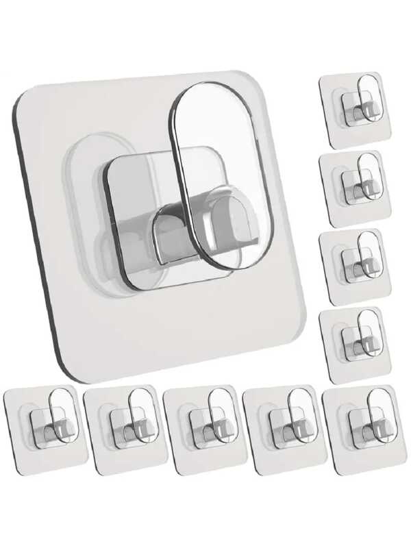 1/5/10 Stücke selbstklebende Haken, Küchen Wandhaken, nagel- und schraubenfreie Klebeaufhänger mit Edelstahl Haken, Haltbare selbstklebende Haken, für das Aufhängen von Handtüchern, Kleidung, Becherhaken, Badaccessoires geeignet.