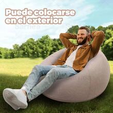 Sofá Inflable Lazy Sillón Aterciopelada Puff + Bomba - Café integral - Ver 9