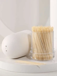 1个塑料牙签筒，含250根牙签。North Material 白色牙签筒，适合家庭使用 - 彩色 - 查看 5