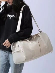 Large Capacity Waterproof Gym Bag, Wet And Dry Separation Weekend Bag, Multi-Functional Portable Shoulder Bag, Suitable For Business, Vacation, Outdoor, Skiing, Fitness Travel, Overnight Bag, Tote Bag, Sports Bag, School Supplies, Back To School, Weekend Bag, School Tote, School Accessories, Study Supplies - Beige - View 3