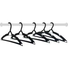 10 Clothes Hangers Kit 10 Single Wardrobe 10 Common Plastic Hangers Black - màu đen - Xem 7