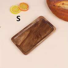 1pc Wooden Tray, Rectangular Food Plate, Cheese Plate, Appetizer Plate, Snack Plate, Kitchen Serving Tray, Dessert And Cake Platter, Suitable For Graduation, Mother's Day, Easter - Wood Color - View 3