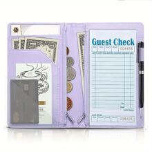 DOMUUH 1 Stück Server Notizbuch, Reißverschluss Server Geldbörse, süßer Server Organizer mit Münztasche, Server Schürze Zubehör, Menühalter, Hotel Server Menü Set, geeignet für Hotel, Restaurant, Café, Geschäftshotel Rechnungsmappe, Hotel-Essentials, Schulbedarf, Schulanfang