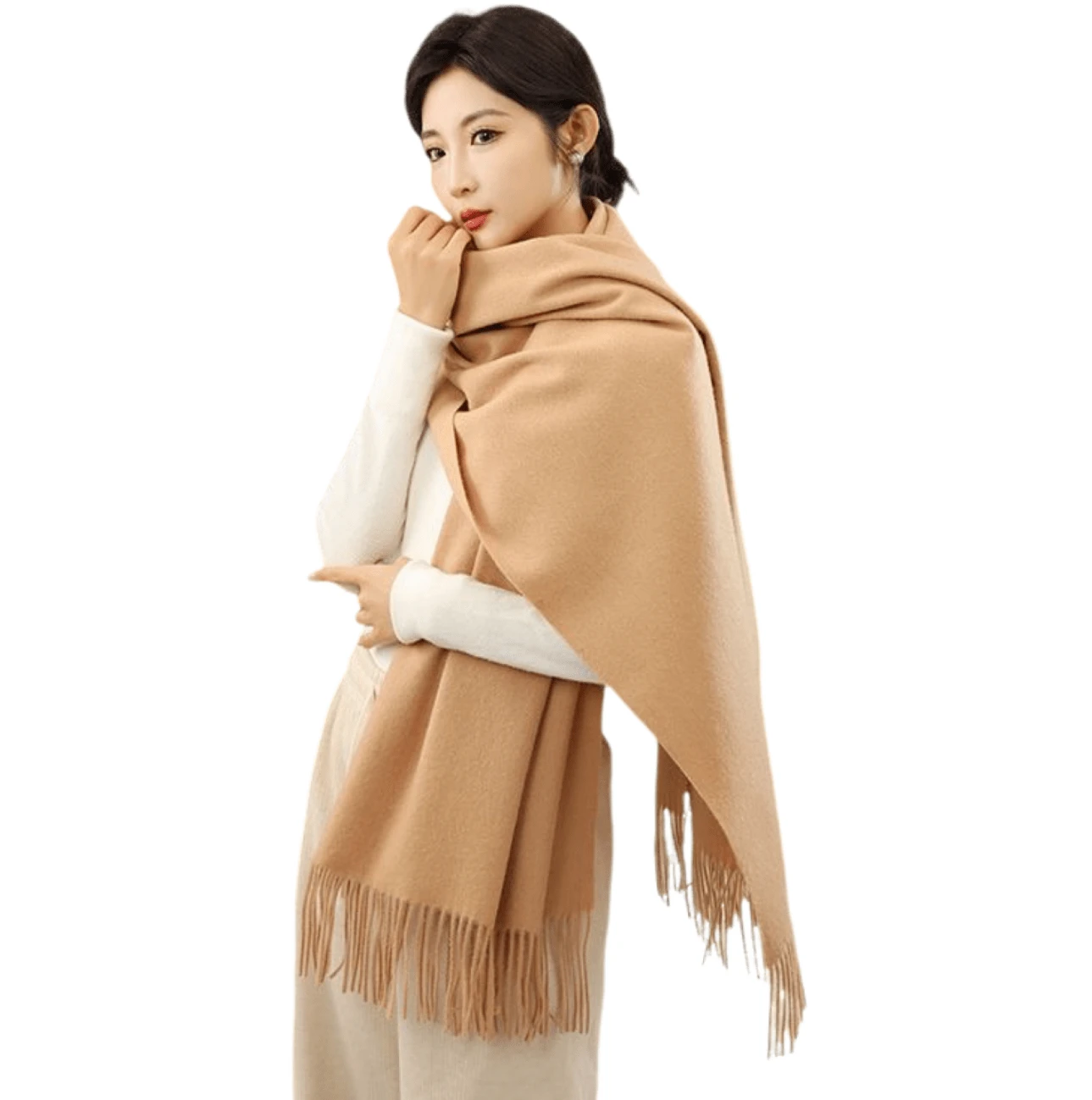 Women's Pashmina Scarf/Shawl/Long Winter Scarf - Marrom Claro - View 1
