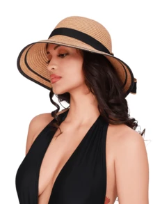 1 chiếc mũ rơm vành rộng trang trí nơ cho nữ, thích hợp đi biển, ngày Valentine. Mũ rộng vành chống nắng nhiều màu sắc cho nữ, hoàn hảo cho đi biển, du lịch, leo núi. Mũ thanh lịch với nơ trang trí, thích hợp cho ngày Valentine, ngày lễ, lễ hội. - Màu Khaki - Xem 4