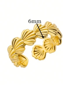 1pc Shell Shaped Open Rings, Gift Jewelry For Wedding Or Women In Summer