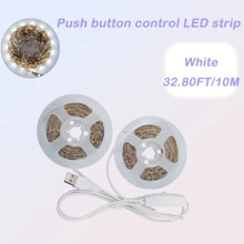 1 Bobina Striscia Luminosa LED 2835 Luce Bianca Calda con Interruttore a Pulsante - Alimentata USB, Bassa Tensione Sicura, Illuminazione Durevole per Fai-da-Te, Camere da Letto, Mobili, Cassettiere e altre Decorazioni