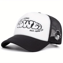 1pc Women's Fashionable Cartoon Letters Embroidery Hip Hop Cap, Fashionable Outdoor Adjustable Sun Protection Lovers Baseball Cap Snapback Hat For Spring, Summer, Autumn And Winter