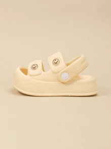 1 par de sandalias de suela blanda para bebé/niño pequeño, con diseño de carita sonriente, unisex, aptas para el agua, ideales para el verano