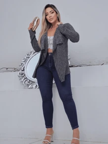 Cardigan Tricot Feminino Kimono Tricô Casaco Bucle Otimo Caimento