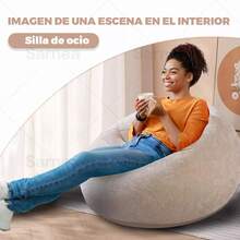Sofá Inflable Lazy Sillón Aterciopelada Puff + Bomba - Café integral - Ver 6
