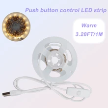 1 Bobina Striscia Luminosa LED 2835 Luce Bianca Calda con Interruttore a Pulsante - Alimentata USB, Bassa Tensione Sicura, Illuminazione Durevole per Fai-da-Te, Camere da Letto, Mobili, Cassettiere e altre Decorazioni