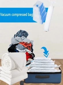 20/10/8/5/1pcs Vacuum Compressed Storage Bags, Travel Organizer Bags, Reusable Vacuum Bags Save 80% Space For Jacket, Shirt, Quilt, Pants, Home, Dorm, Closet, Bedroom, Bathroom, Travel, Back To School, Organizer, Wardrobe, White T-Shirt, Black Pants, Women Winter Clothes, Dress