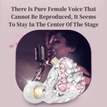 Q2Pro Shiny Diamond Music Anchor Monitor Headphones Girls Inlay HiFi Earphone Interchangeable Cable Cell Phone Computer 3.5mm 2 Pin Detachable Cable Earbuds Gift For Women In-Ear Headset - Pink - View 4