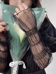 1 Pair Ultra Light Lace Trim Breathable Arm Sleeve Covers, Loose Fit & Versatile For Spring/Summer, Sun Protection - Multicolor - View 4