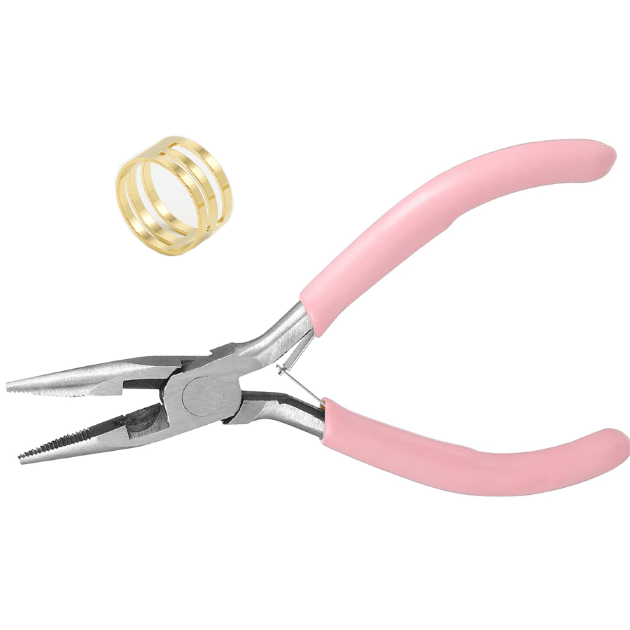 Premium Carbon Steel Jewelry Pliers With Round Nose And Serrated Edges - Pink, Ideal For DIY Beading And Crafting